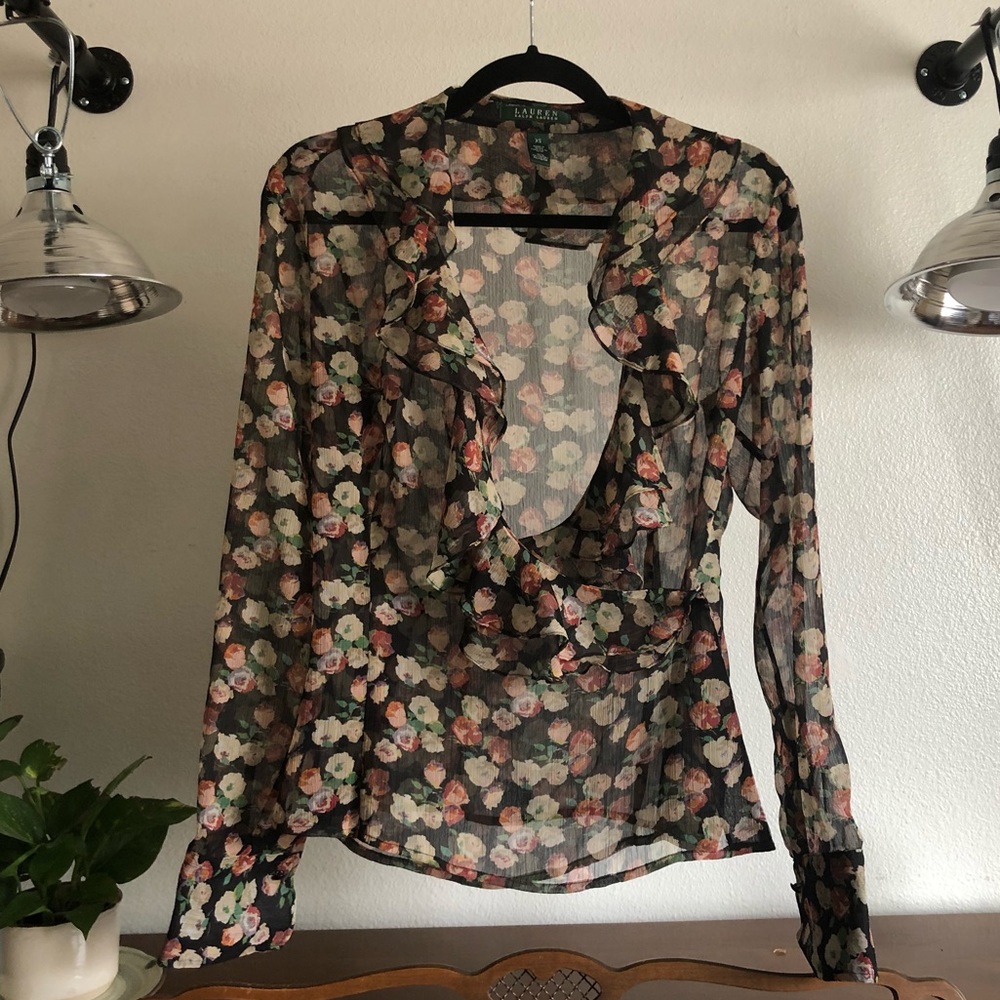 Ralph Lauren Sheer Wrap Top